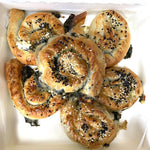 Load image into Gallery viewer, Image of Yasmin Bakery &amp; Catering best seller amazing and delicious spinach and cheese filled bourekas, baked pastry 
