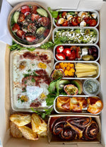 Load image into Gallery viewer, Brunch box with Shakshuka, fresh salad, bourekas and goodies
