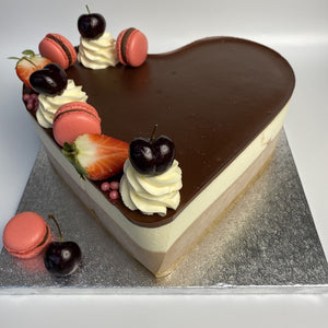 Image of Yasmin Bakery & Catering heart shaped Image of Yasmin Bakery & Catering round shape Rich, indulgent chocolate mousse cake with 3 layers boasts with a super creamy chocolate filling.